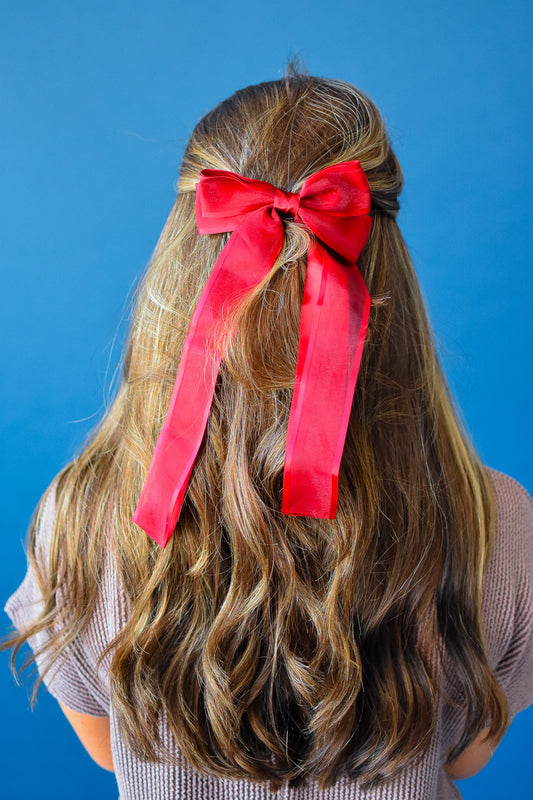 Long Tail Ribbon Bow - Burgundy