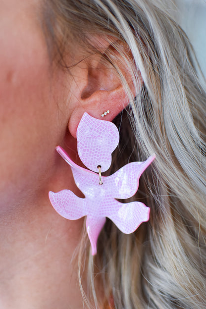 Flora Earrings - Disco Pink