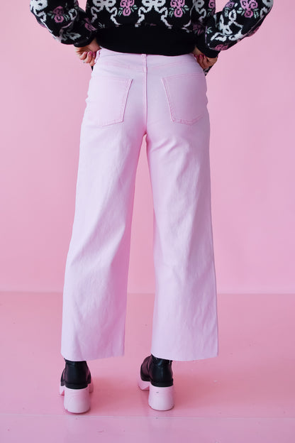 Halie Wide Leg Denim in Powder Pink