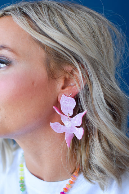 Flora Earrings - Disco Pink