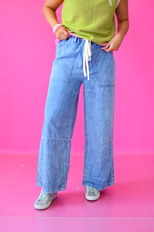 Peggy Wide Leg Drawstring Denim