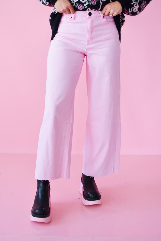 Halie Wide Leg Denim in Powder Pink