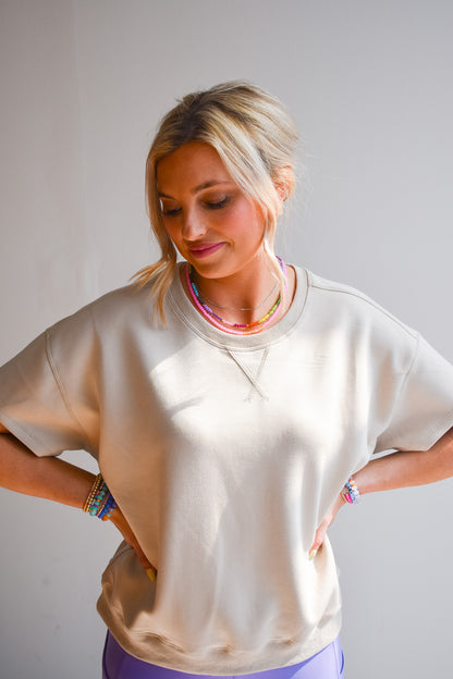 Leonora Short Sleeve Sweatshirt in Sandstone