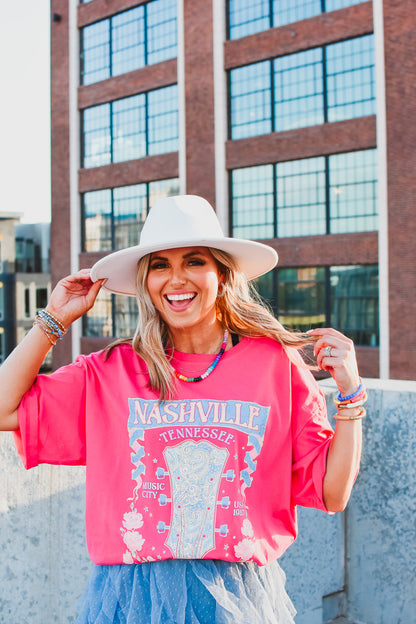 Nashy Graphic Tee in Hot Pink