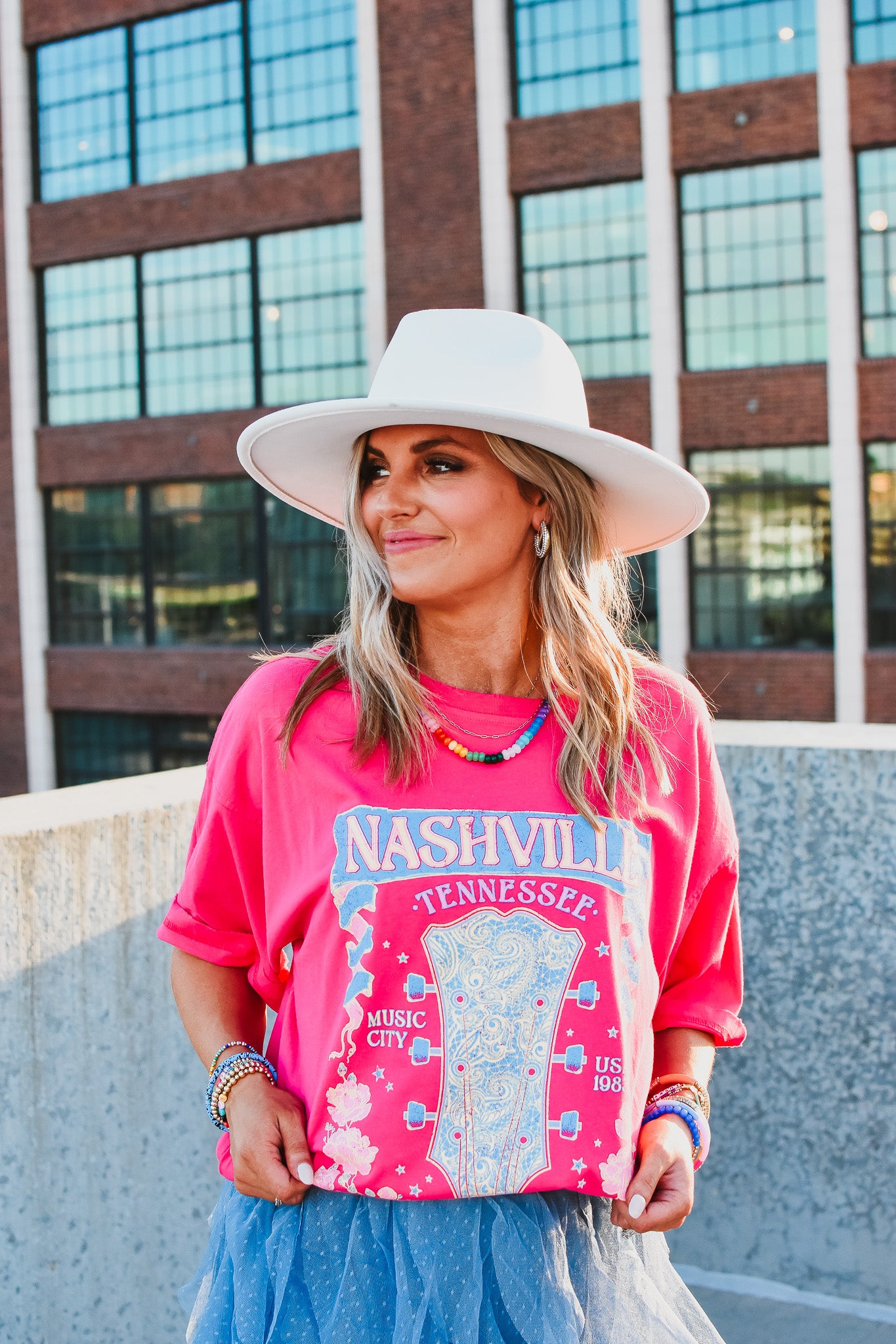 Nashy Graphic Tee in Hot Pink