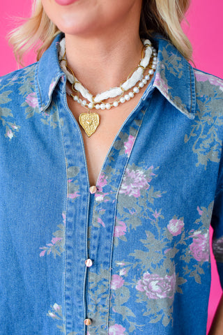 Elizabeth Floral Denim Mini Dress