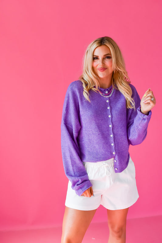 Piper Cardigan in Purple RESTOCK