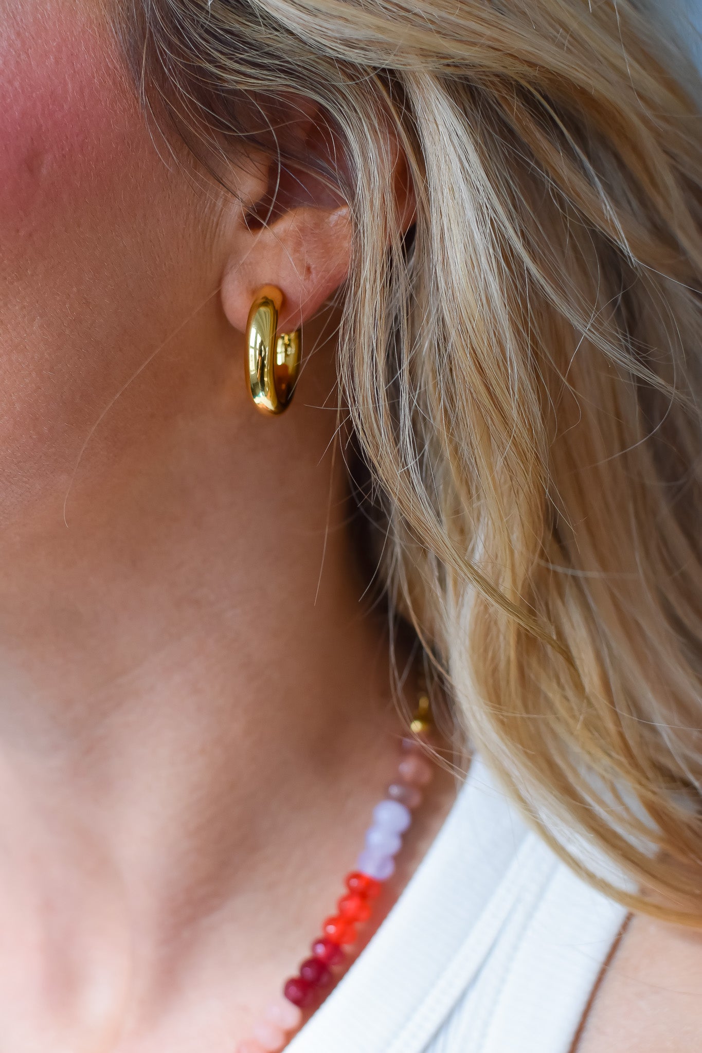 Gold Hollow Hoop Earrings Small