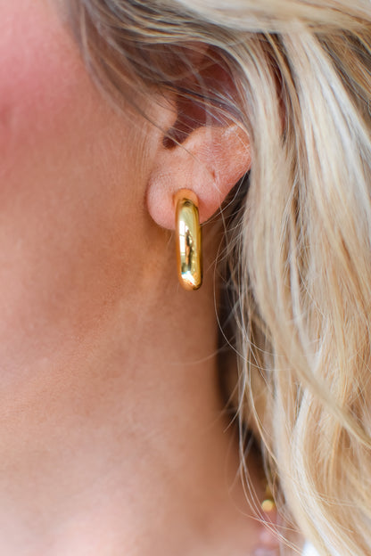 Gold Hollow Hoop Earrings Small