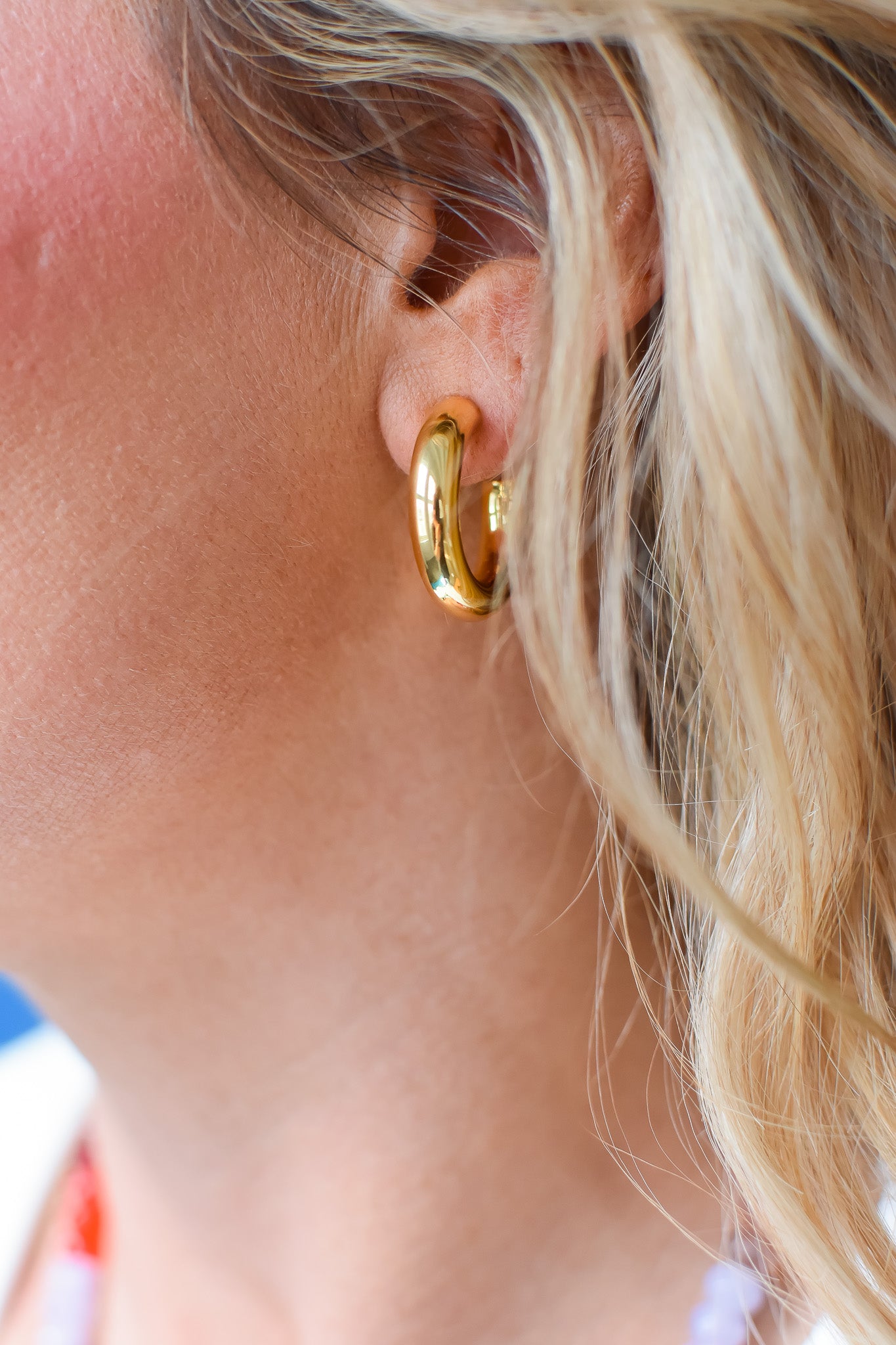 Gold Hollow Hoop Earrings Small