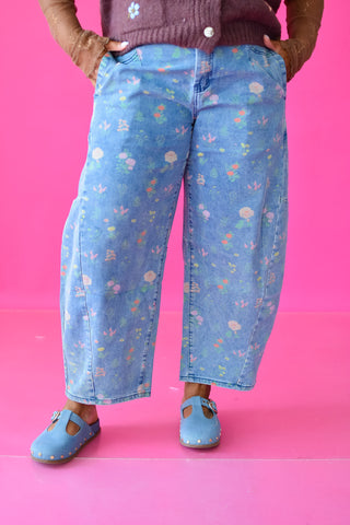 Janelle Floral Barrel Jeans