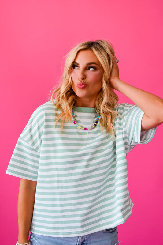 Kaylee Stripe Tee in Mint