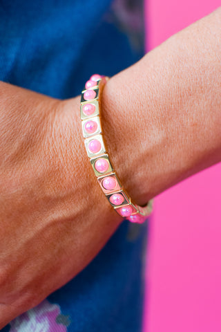 Maeve Bracelet - Gold + Pink Pearl