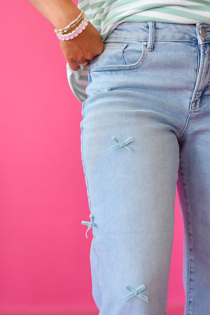 Lolo High Rise Crop Barrel Bow Jeans