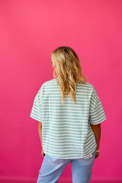 Kaylee Stripe Tee in Mint