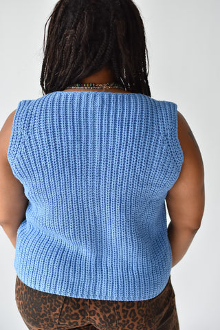 Weston Knit Sleeveless Sweater in Blue