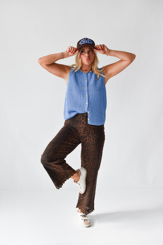 Weston Knit Sleeveless Sweater in Blue