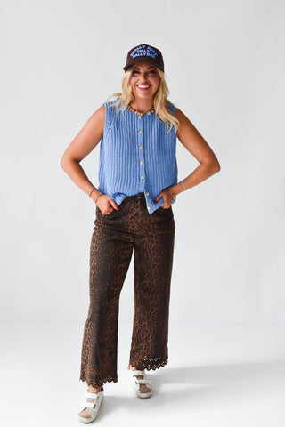 Weston Knit Sleeveless Sweater in Blue