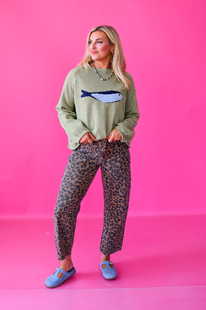 Kortney Leopard Barrel Jeans