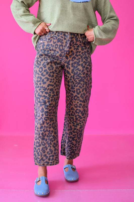 Kortney Leopard Barrel Jeans