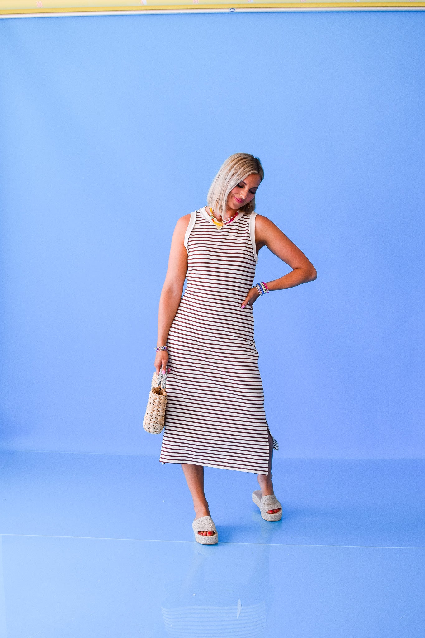 Elizabeth Striped Midi Dress