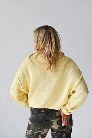 Tayla Scoop Neck Knit Sweater in Lemon