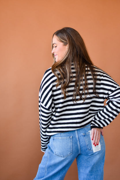 Piper Cardigan - Black & White Stripe