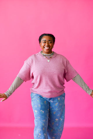Ashleigh Short Sleeve Sweater in Mauve