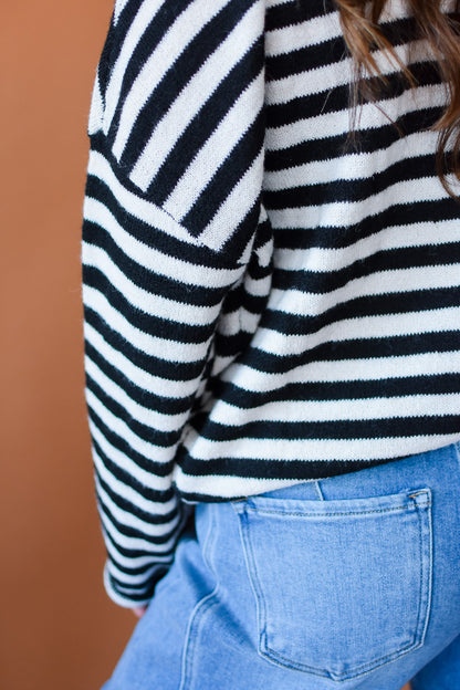 Piper Cardigan - Black & White Stripe