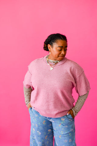 Ashleigh Short Sleeve Sweater in Mauve