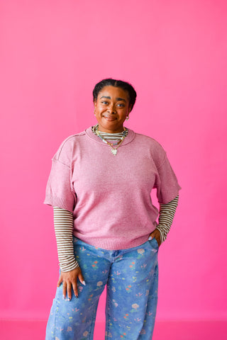 Ashleigh Short Sleeve Sweater in Mauve