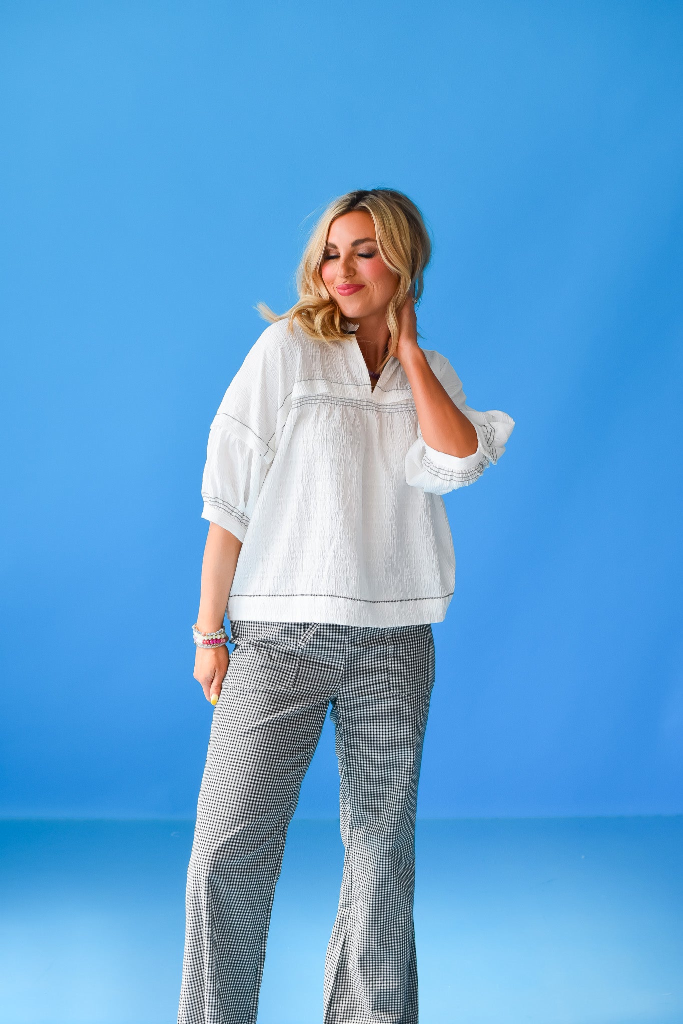 Ramona Textured Top in Off White
