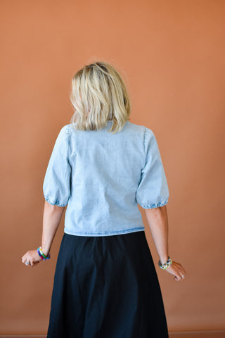 Nicole Denim Front Tie Top