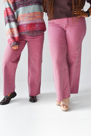 Halie Polka Dot Pants in Mulberry