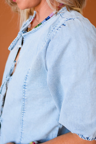 Nicole Denim Front Tie Top