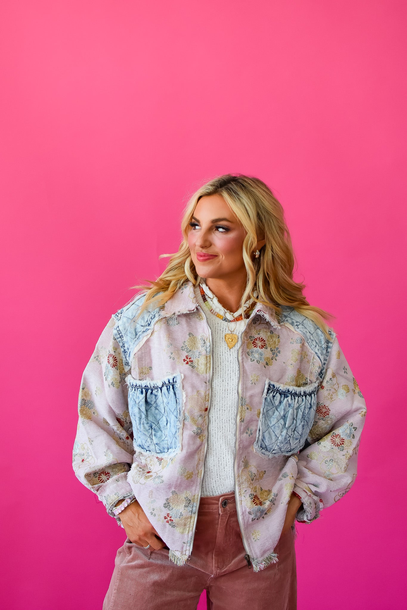 Huxton Floral + Denim Jacket