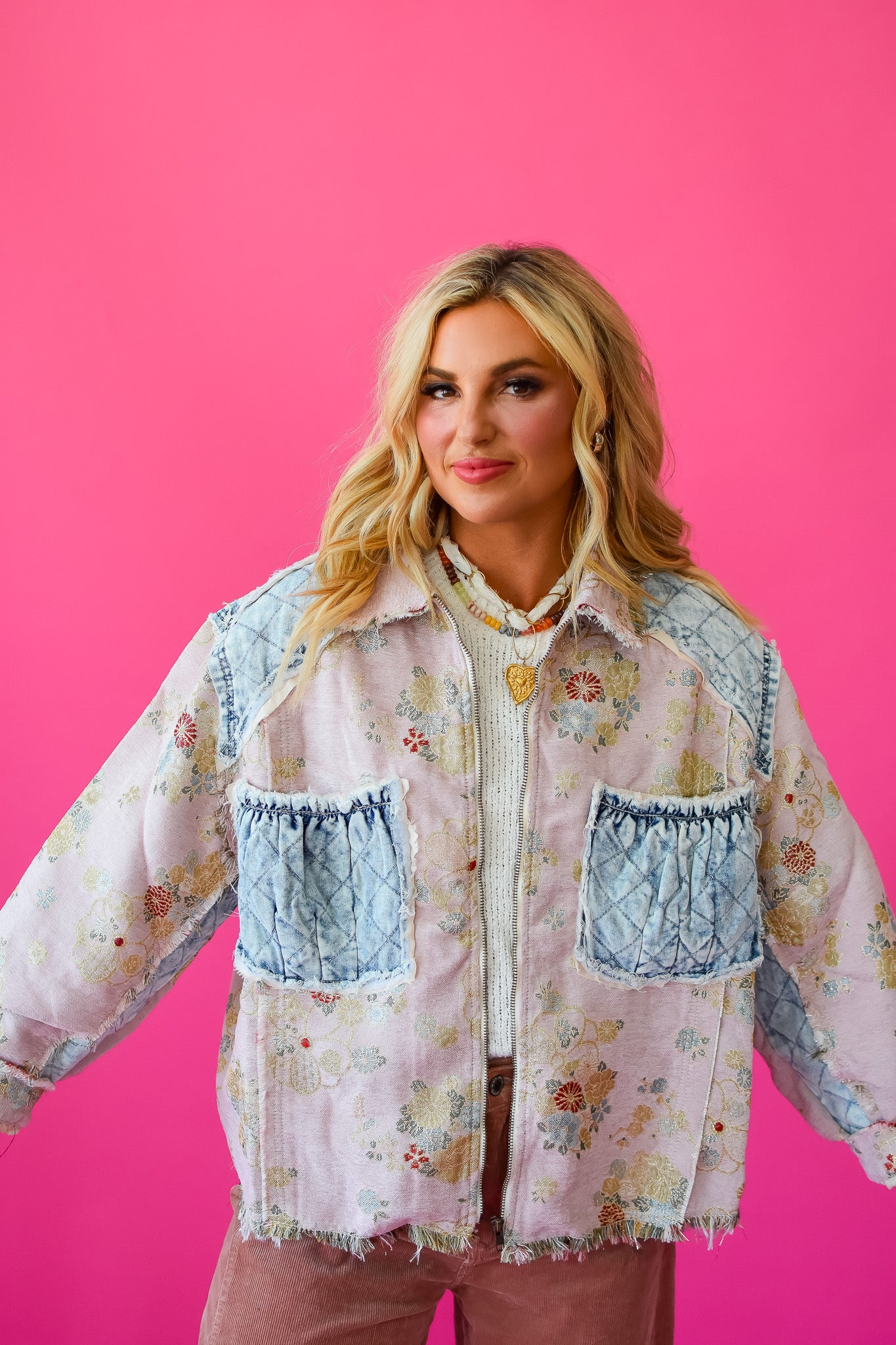 Huxton Floral + Denim Jacket