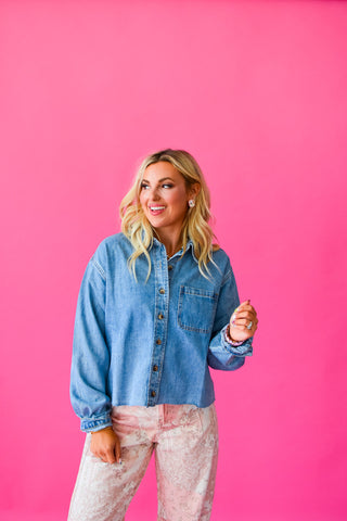 Winona Raw Hem Denim Button Down