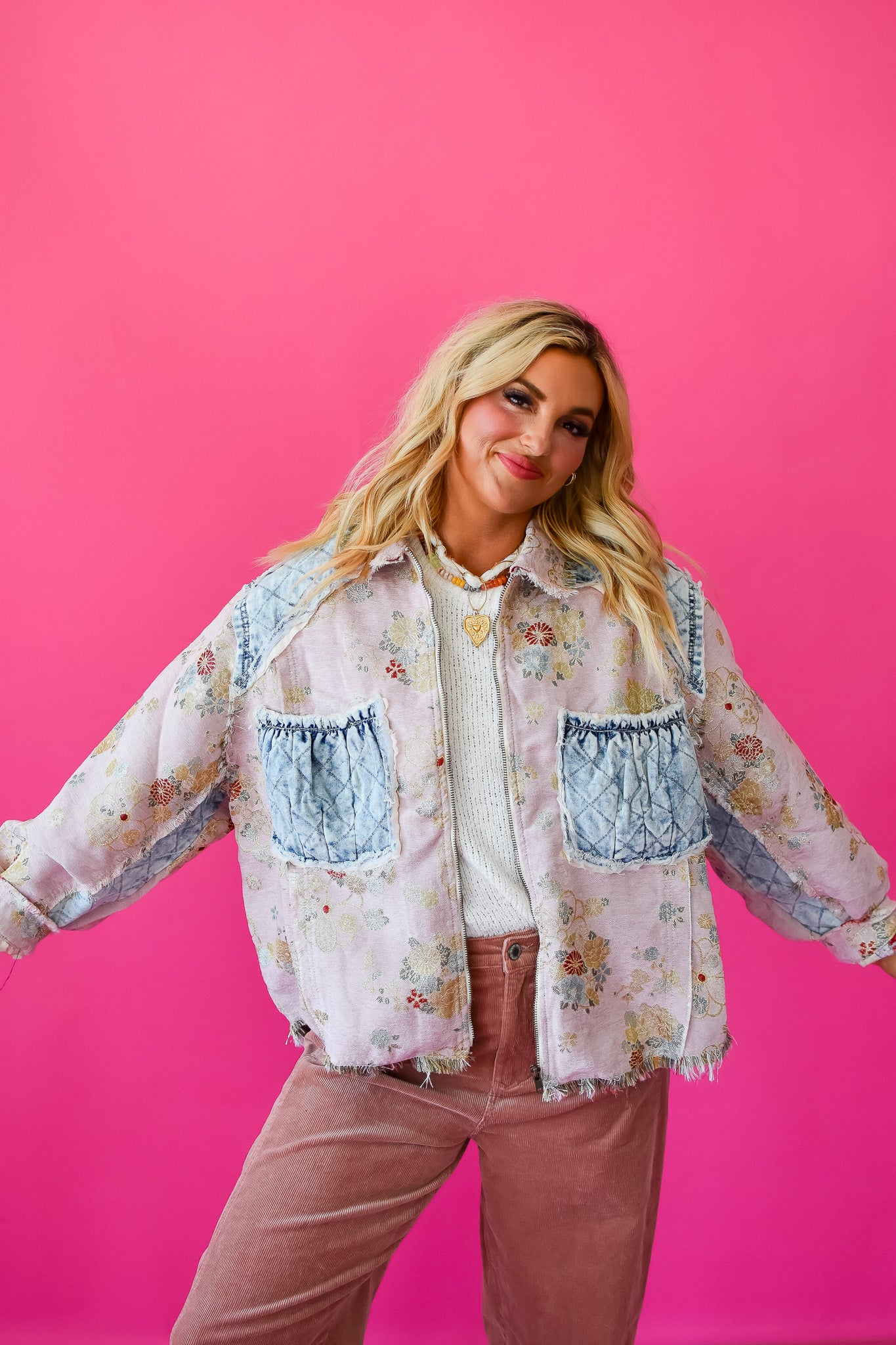 Huxton Floral + Denim Jacket