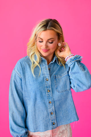 Winona Raw Hem Denim Button Down