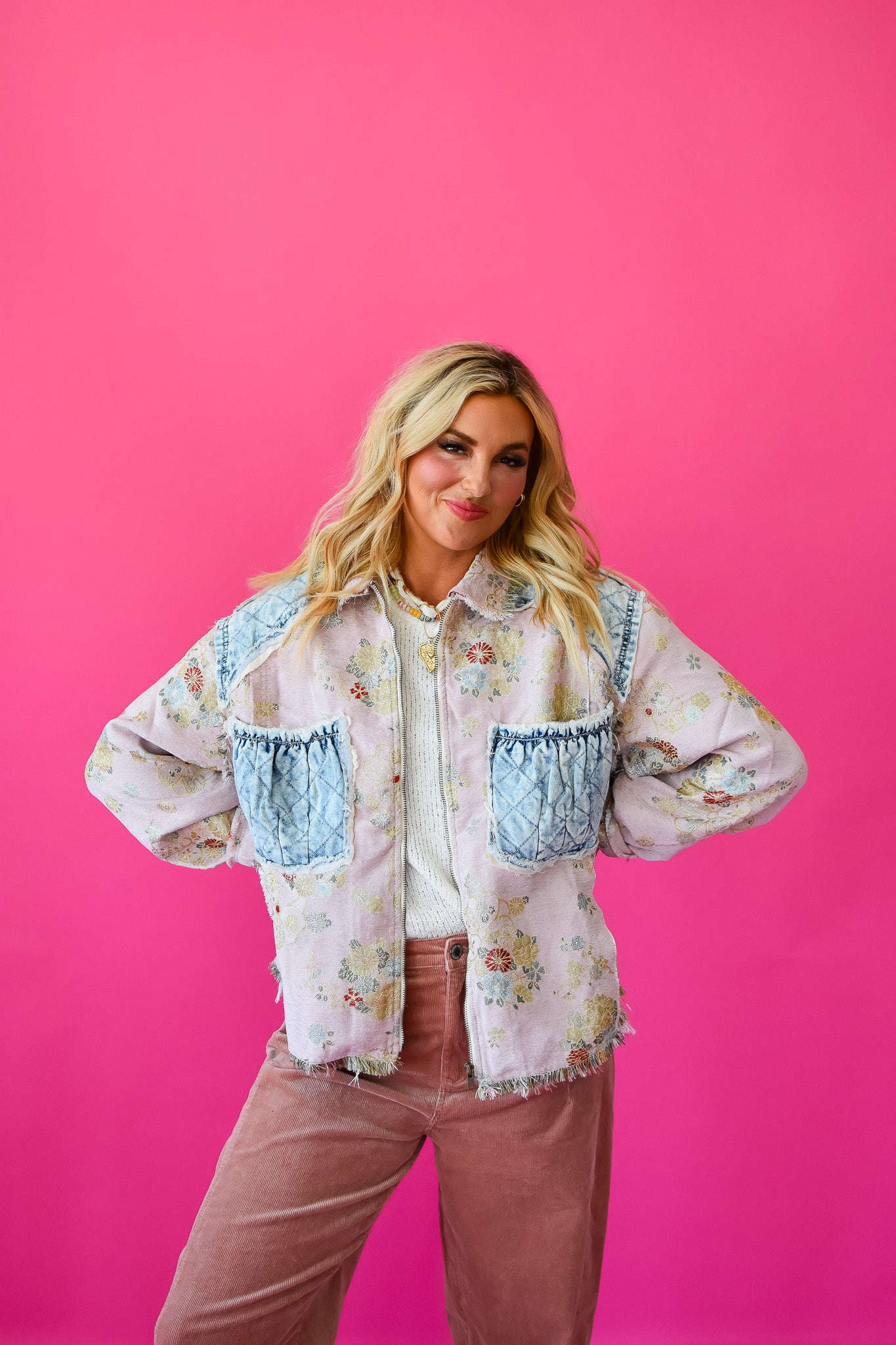Huxton Floral + Denim Jacket