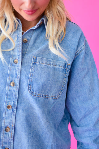 Winona Raw Hem Denim Button Down