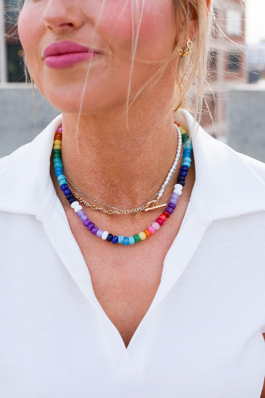 Rainbow Necklace Luxe - Gemstone