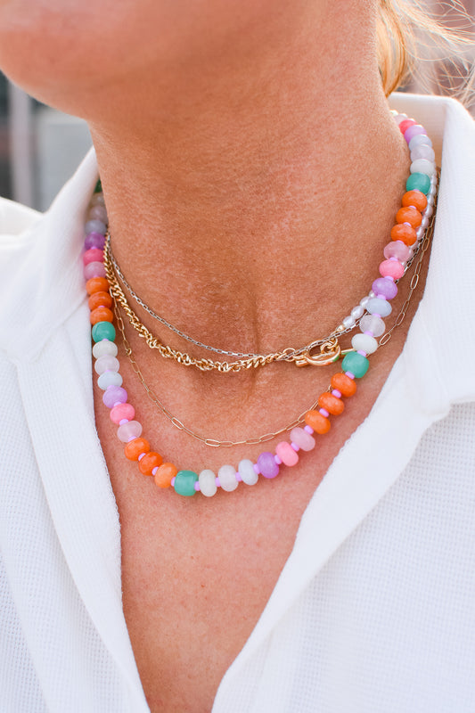 Rainbow Necklace Luxe - Pastel Gemstone