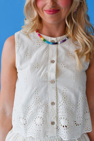 Lizzie Eyelet Set in Cream
