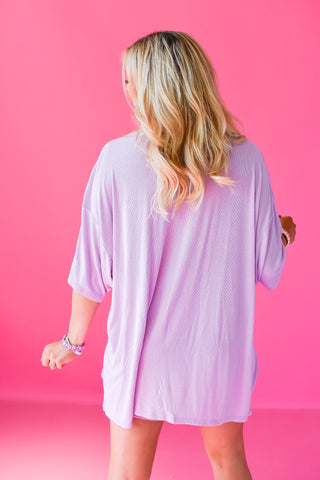 Violet Ribbed Bike Short Set