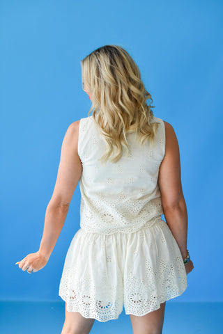 Lizzie Eyelet Set in Cream