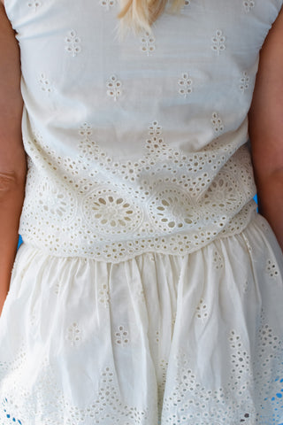 Lizzie Eyelet Set in Cream
