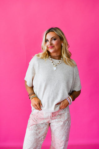 Ashleigh Short Sleeve Sweater in Oatmeal