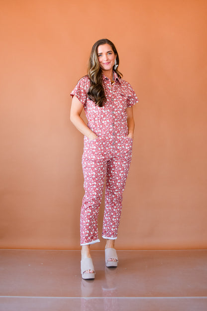 Winnie Floral Denim Jumpsuit